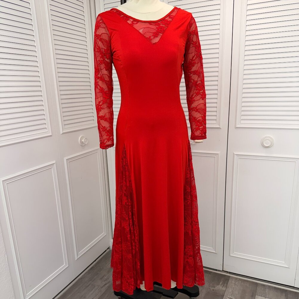 Valentine Red Dance America? (No Tags) Sz M-L Smooth Ballroom Dress - Picture 4 of 10